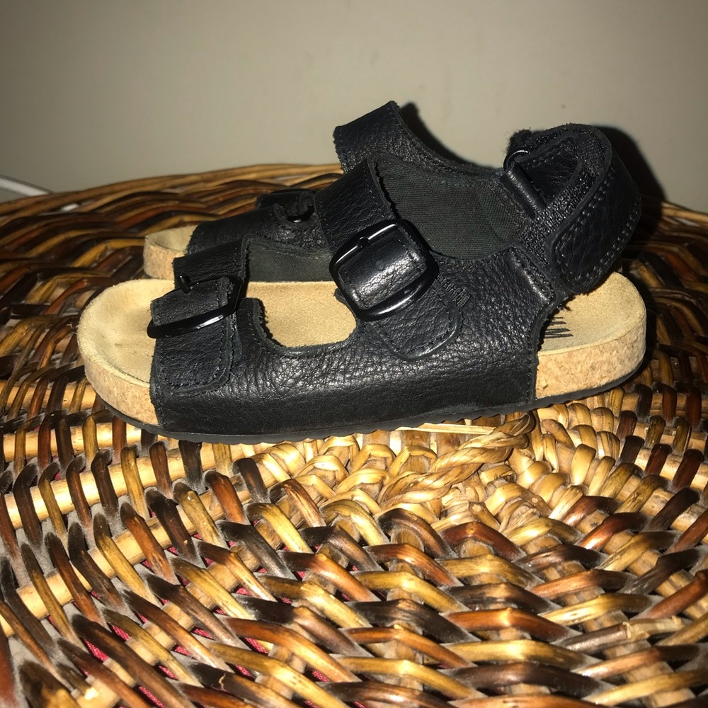 Toddler buckle leather sandal black